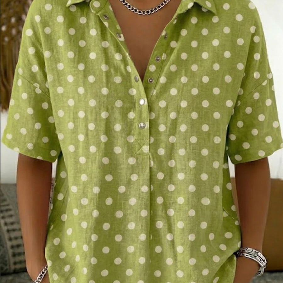 Chic Vintage-Inspired Polka Dot Blouse
