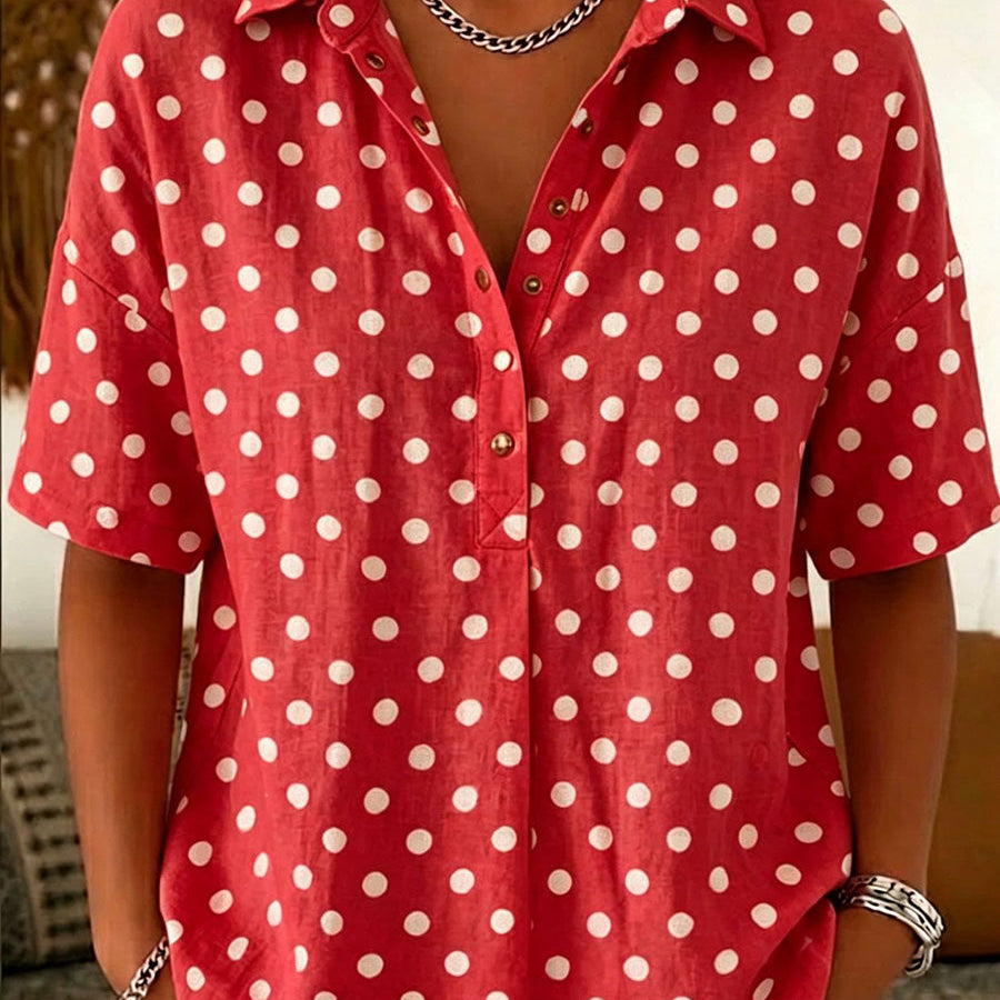 Chic Vintage-Inspired Polka Dot Blouse