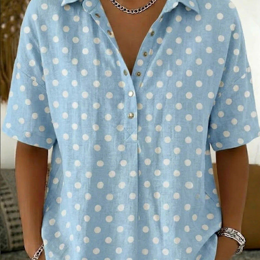 Chic Vintage-Inspired Polka Dot Blouse