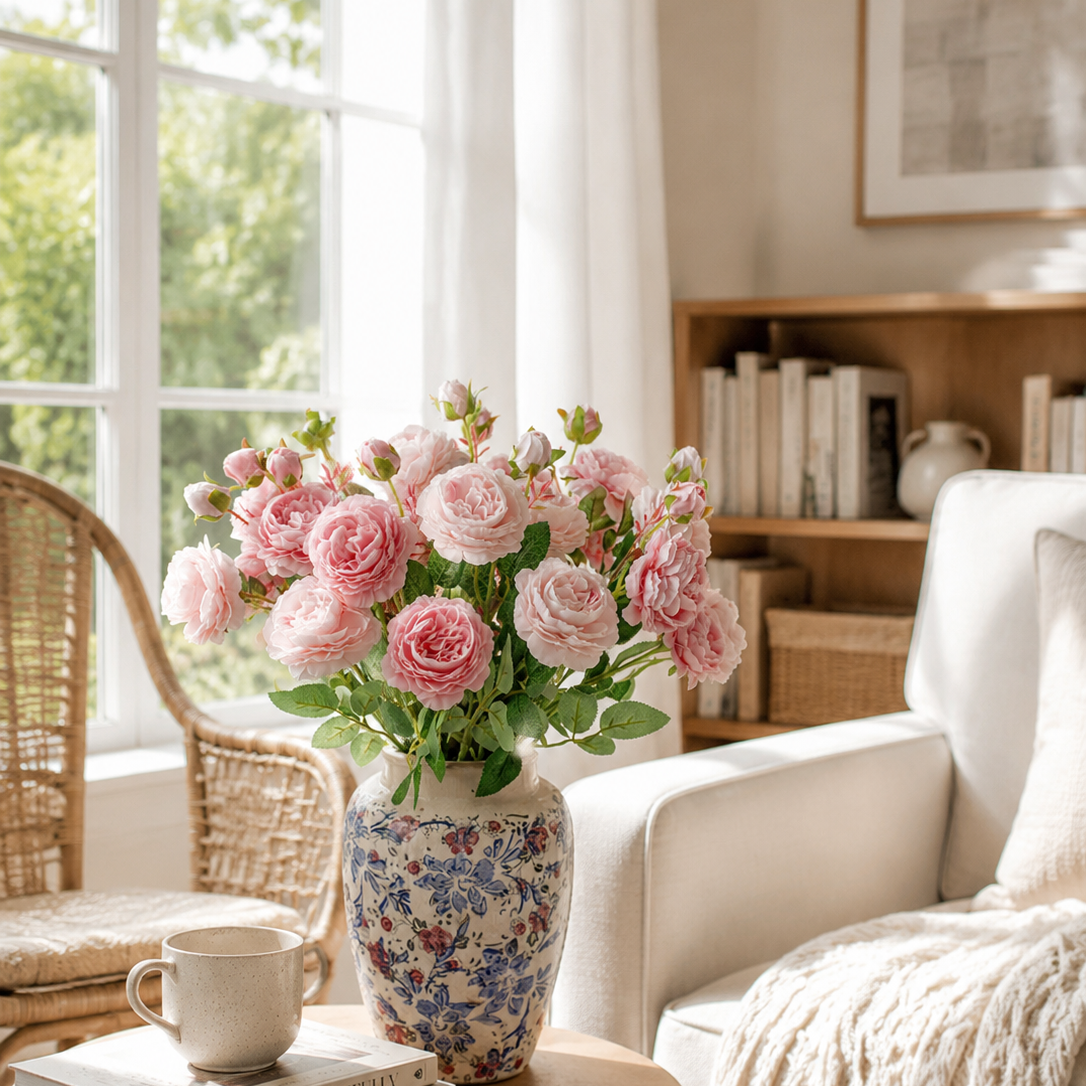 Romantic Pink Real Touch Peony Artificial Bouquet
