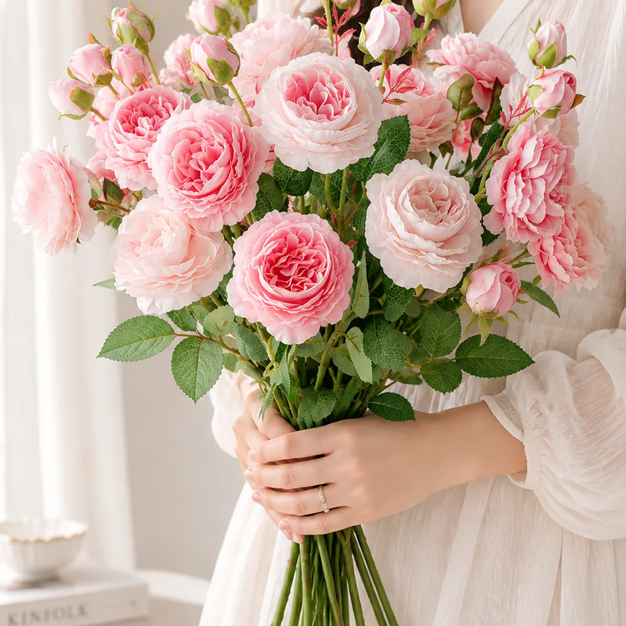 Romantic Pink Real Touch Peony Artificial Bouquet