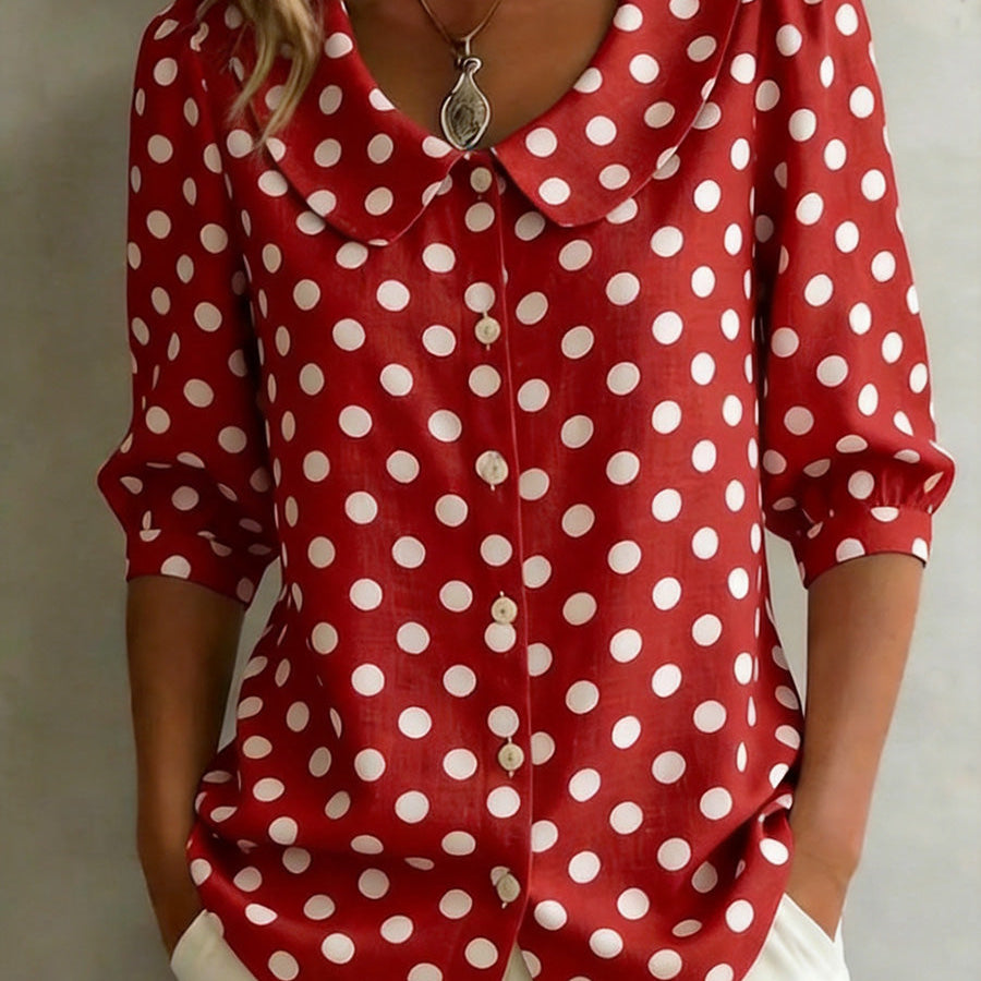 Timeless Effortless Style Polka Dot Blouse