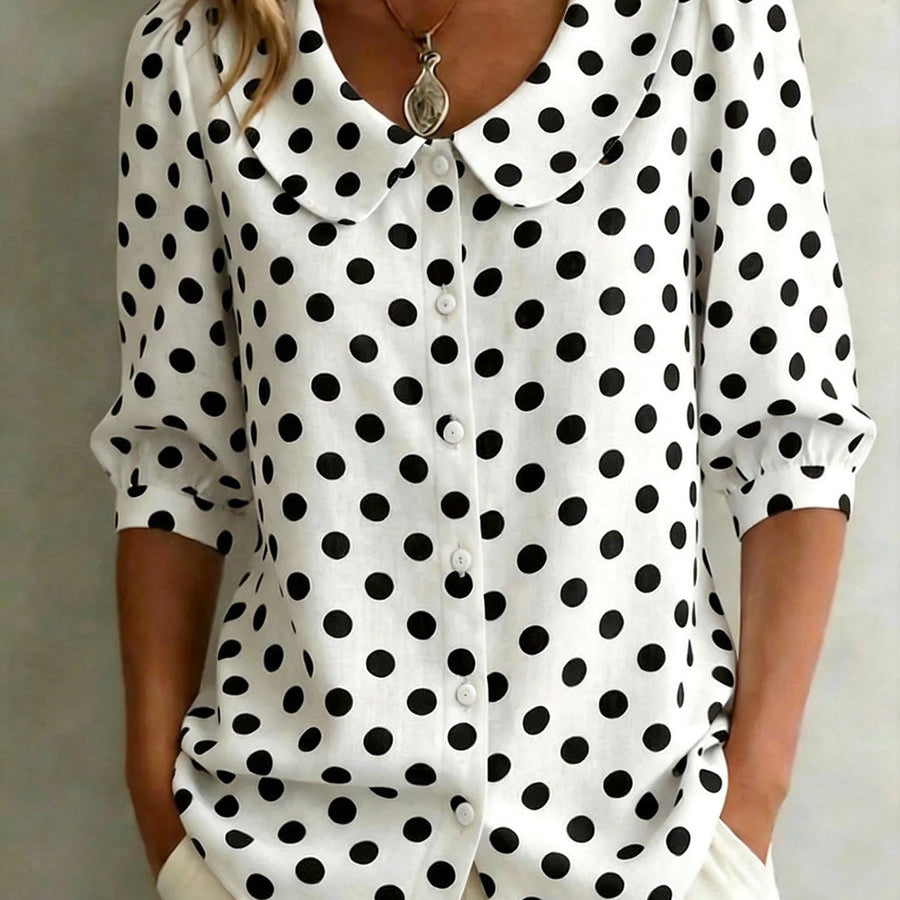 Timeless Effortless Style Polka Dot Blouse