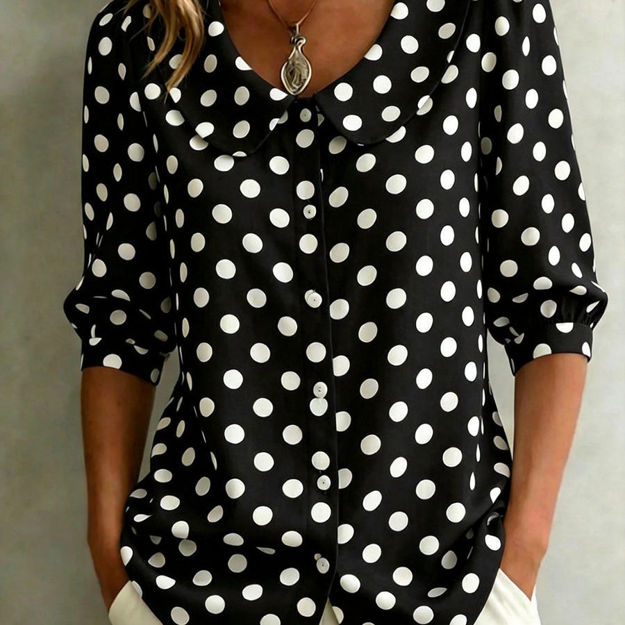 Timeless Effortless Style Polka Dot Blouse