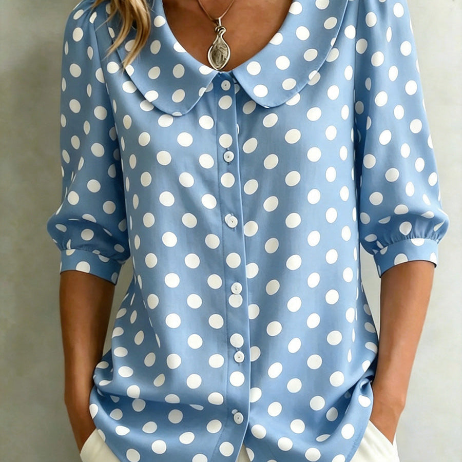 Timeless Effortless Style Polka Dot Blouse