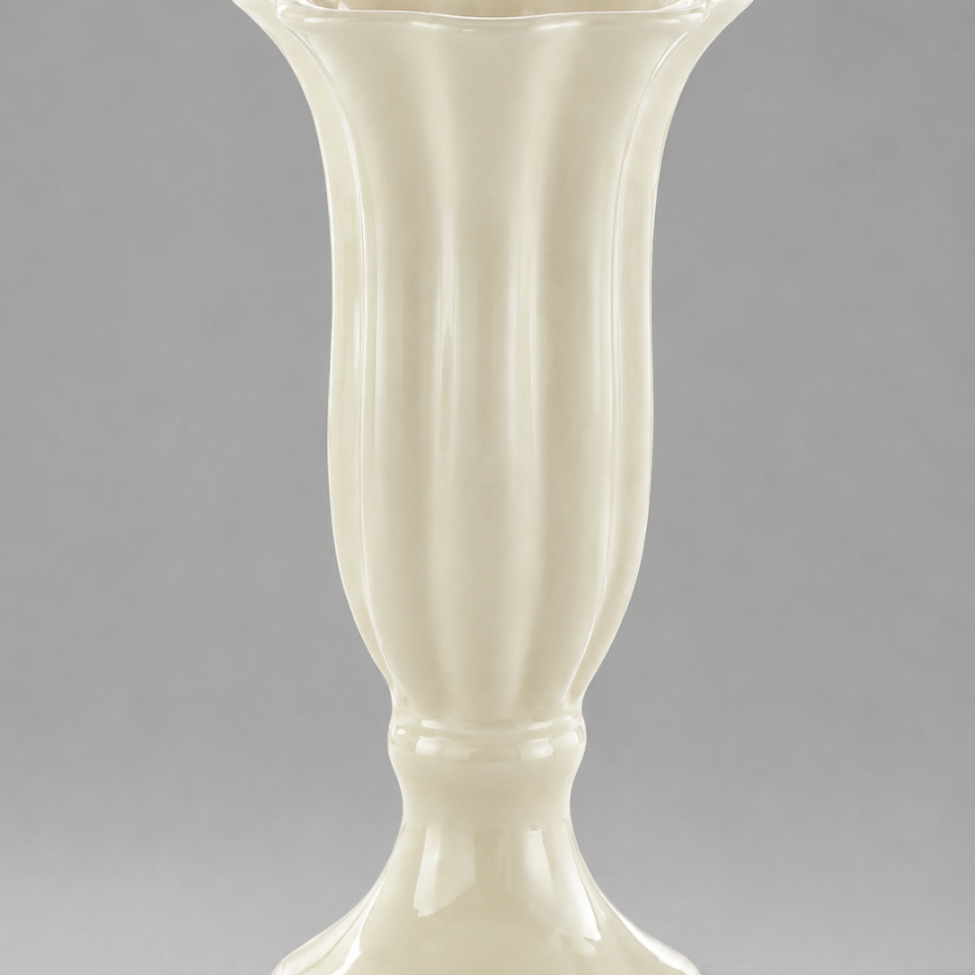 Cream White Footed Ceramic Vase