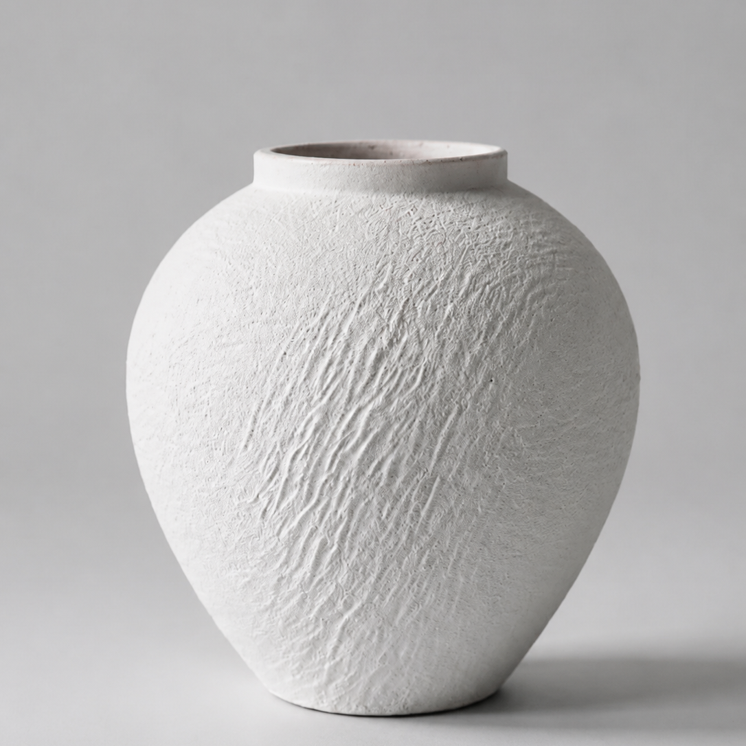 White Stone Textured Ceramic Vase