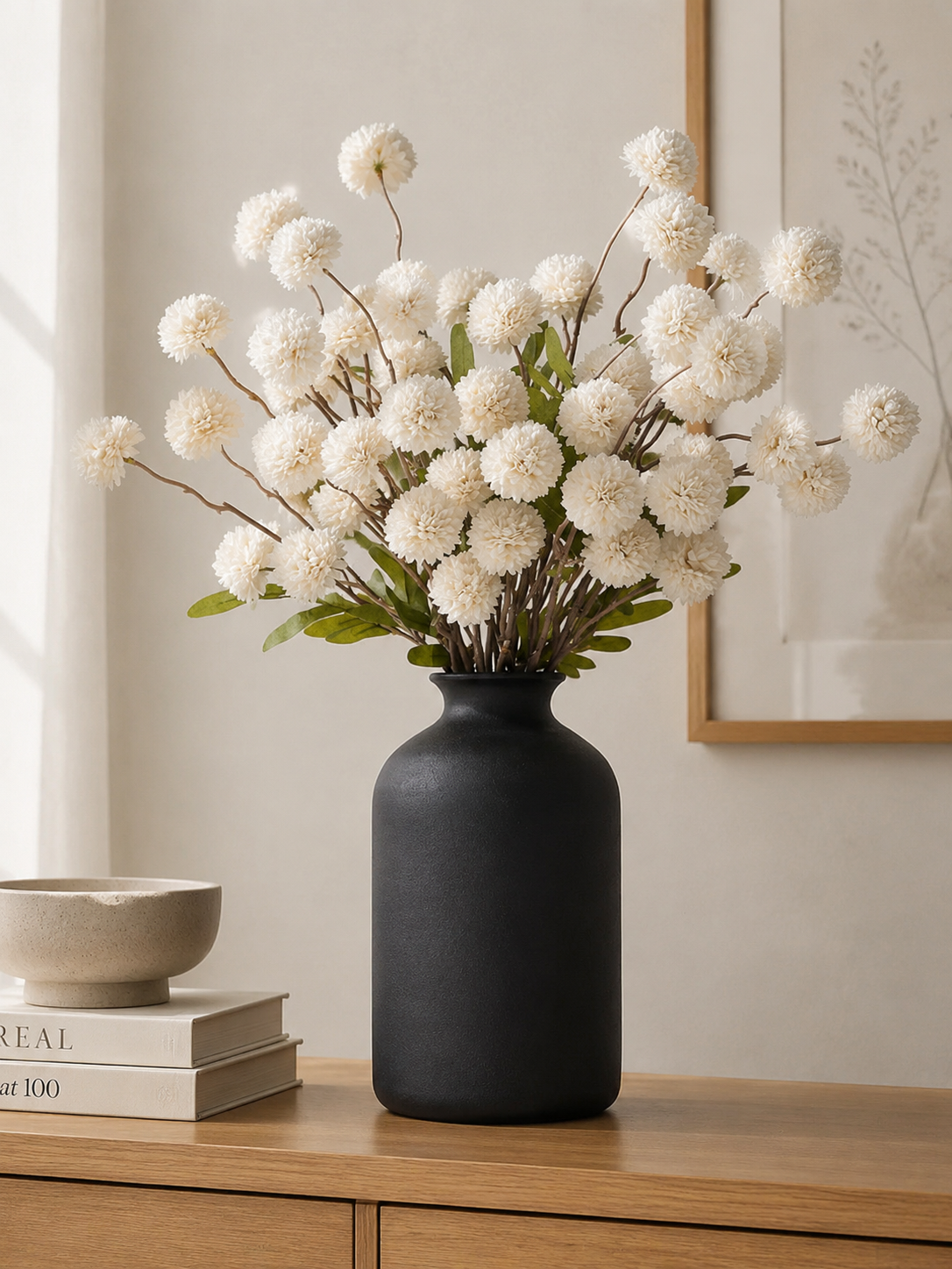 White Dandelion Faux Floral Arrangement