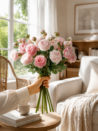 Romantic Blush Pink Real Touch Peony Faux Floral Arrangement