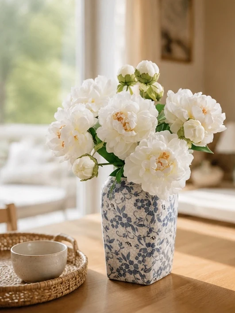 Antique White Peony Faux Floral Arrangement