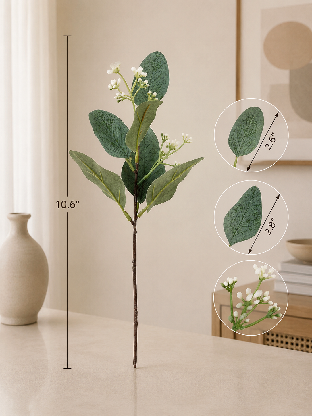 Artificial Eucalyptus Berry Stem Branch details