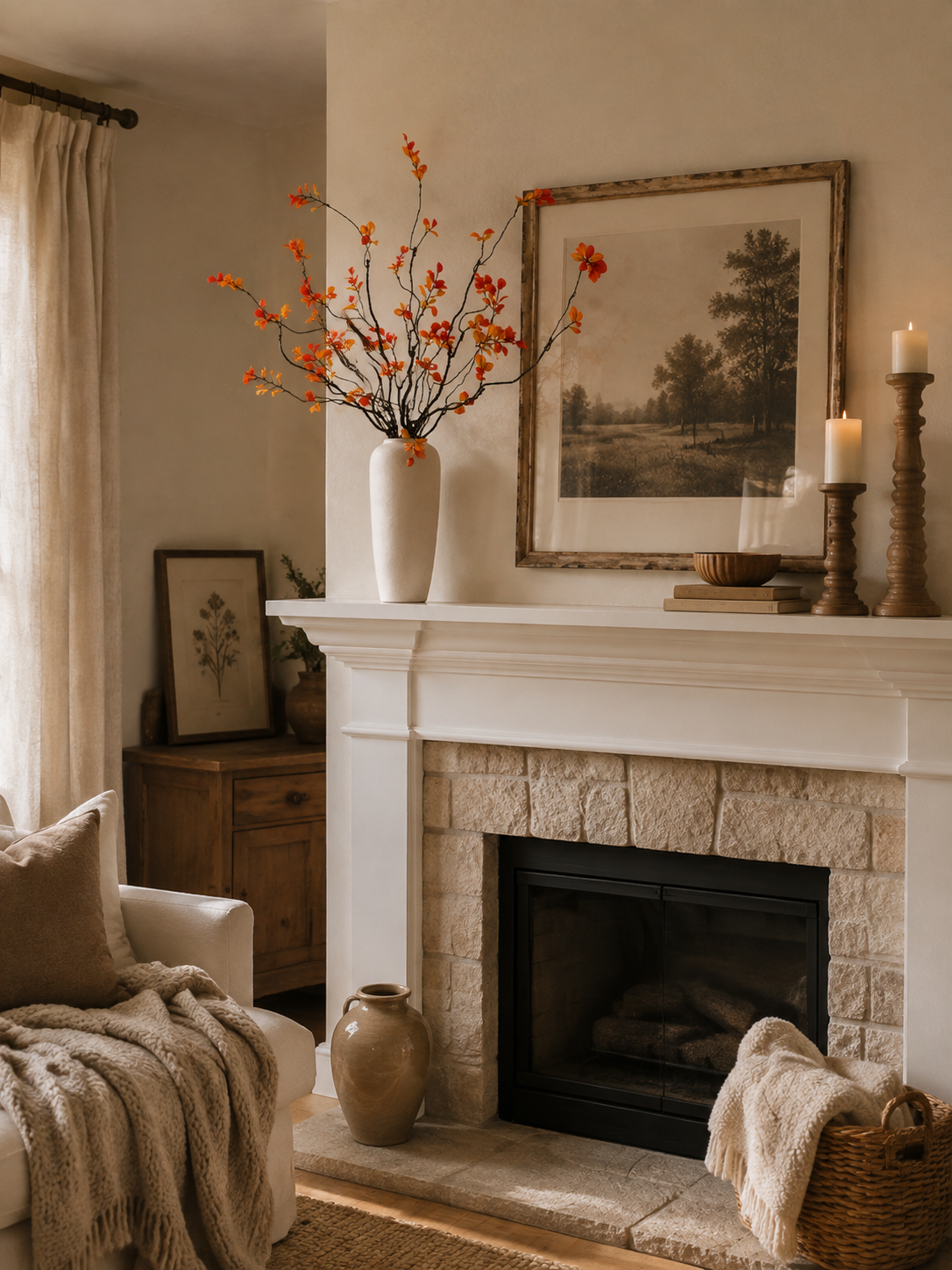 Autumn Red Maple Faux Greenery Arrangement