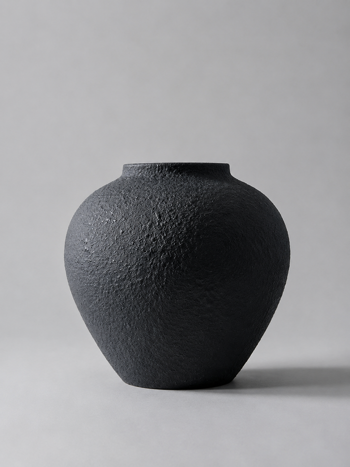 Black Stone Textured Ceramic Vase