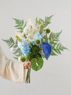 Blue Delphinium & Anthurium Faux Floral Arrangement