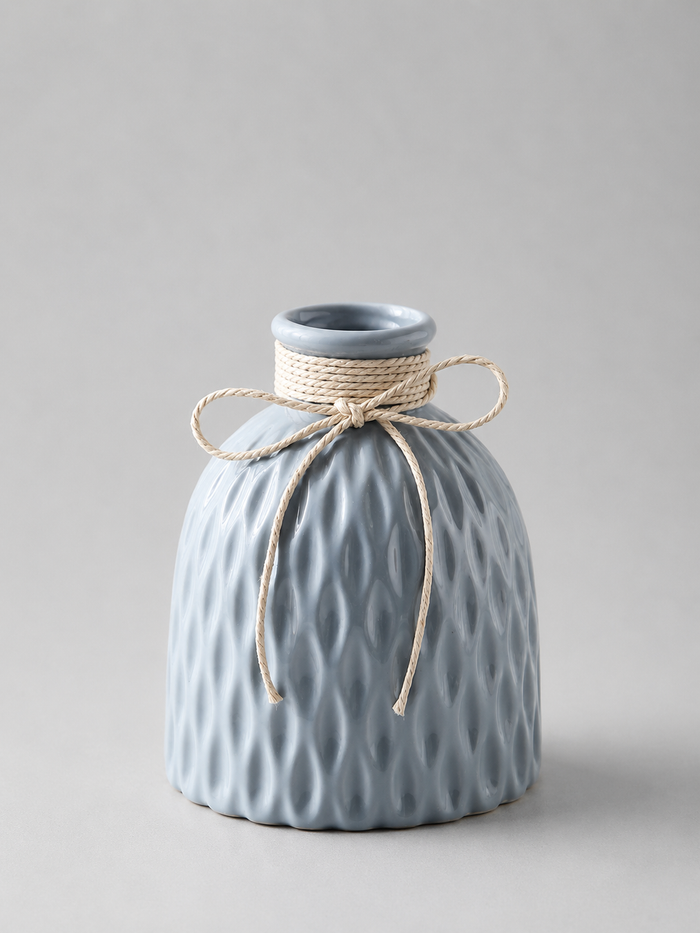 Blue Droplet Textured Ceramic Vase