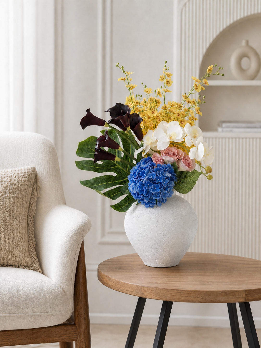 Blue & White Faux Floral Arrangement