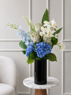 Blue & White & Green Faux Floral Arrangement