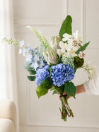 Blue & White & Green Faux Floral Arrangement