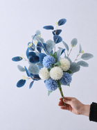 Blue White Mum Eucalyptus Faux Floral Arrangement