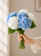 Blue & White Real Touch Hydrangea Faux Floral Arrangement