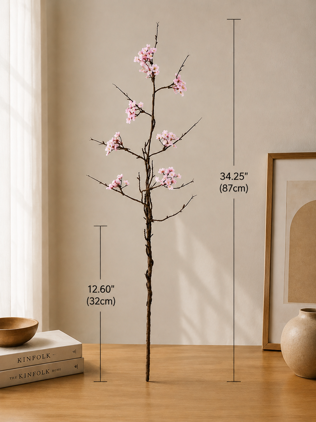Blush Pink Cherry Blossom Faux Branch Arrangement details
