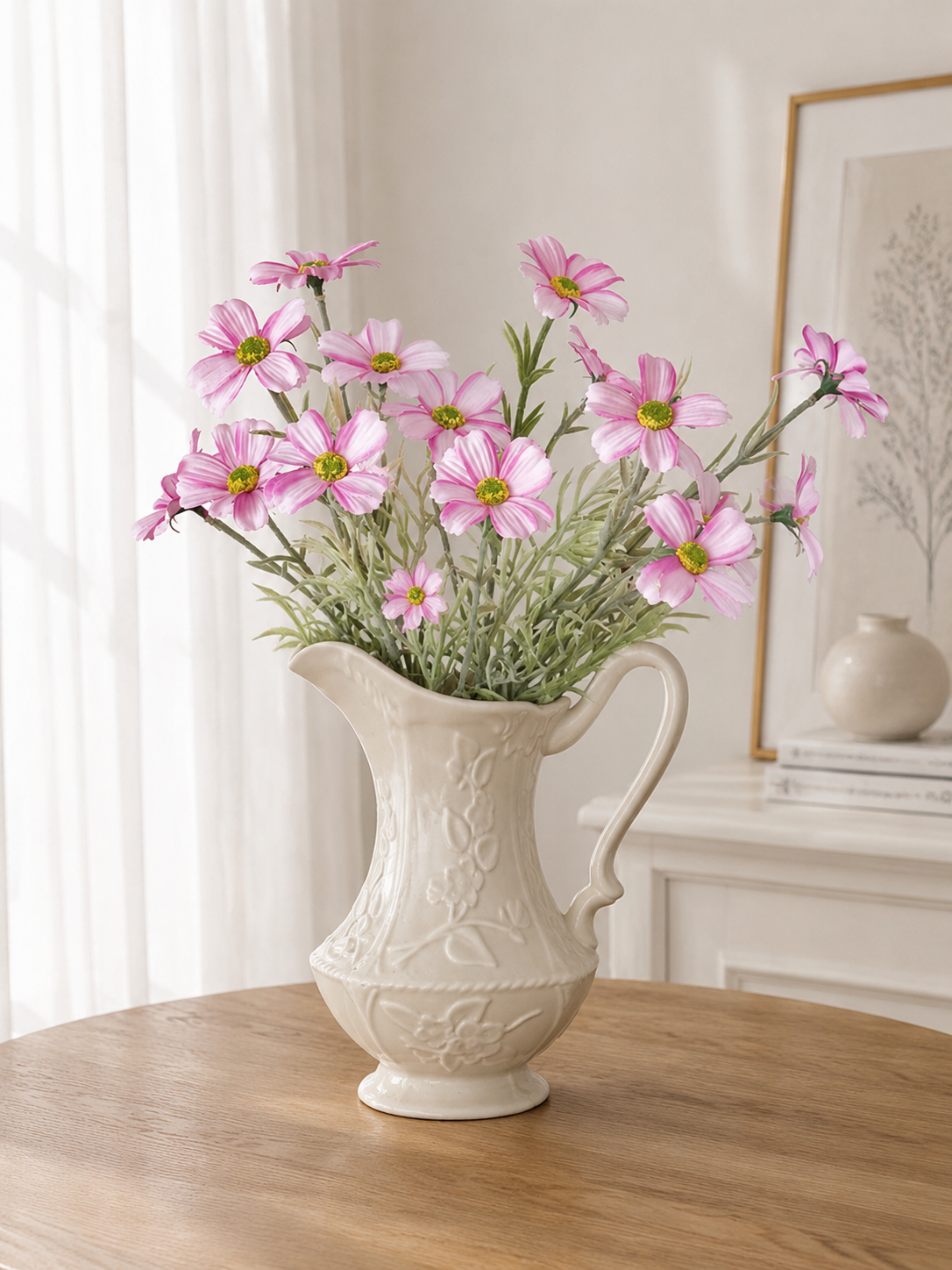 Blush Pink Cosmos Faux Floral Arrangement