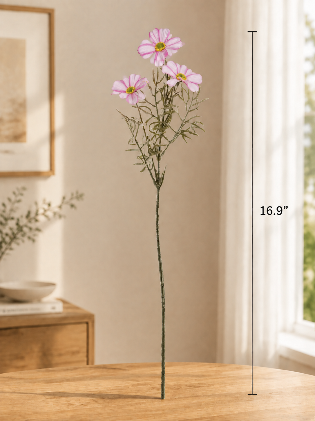 Blush Pink Cosmos Faux Floral Arrangement details