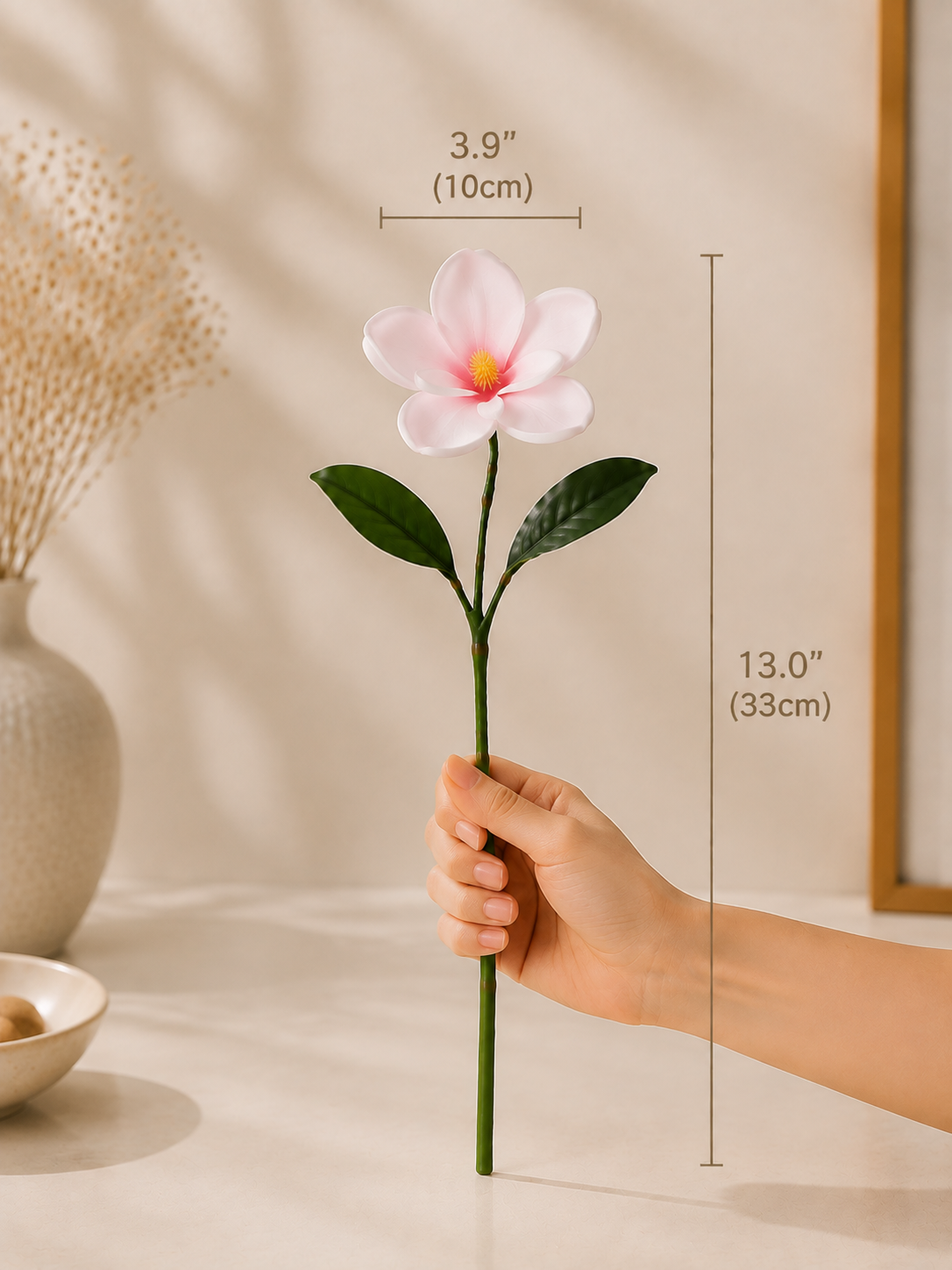 Blush Pink Magnolia Faux Floral Arrangement details