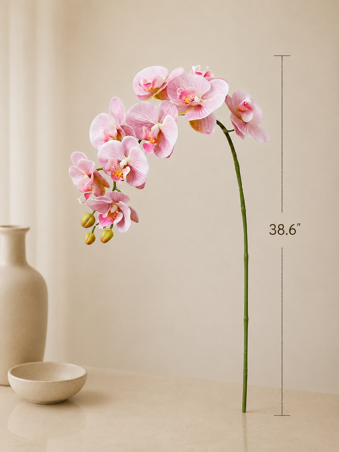 Blush Pink Orchid Faux Floral Vase Set details