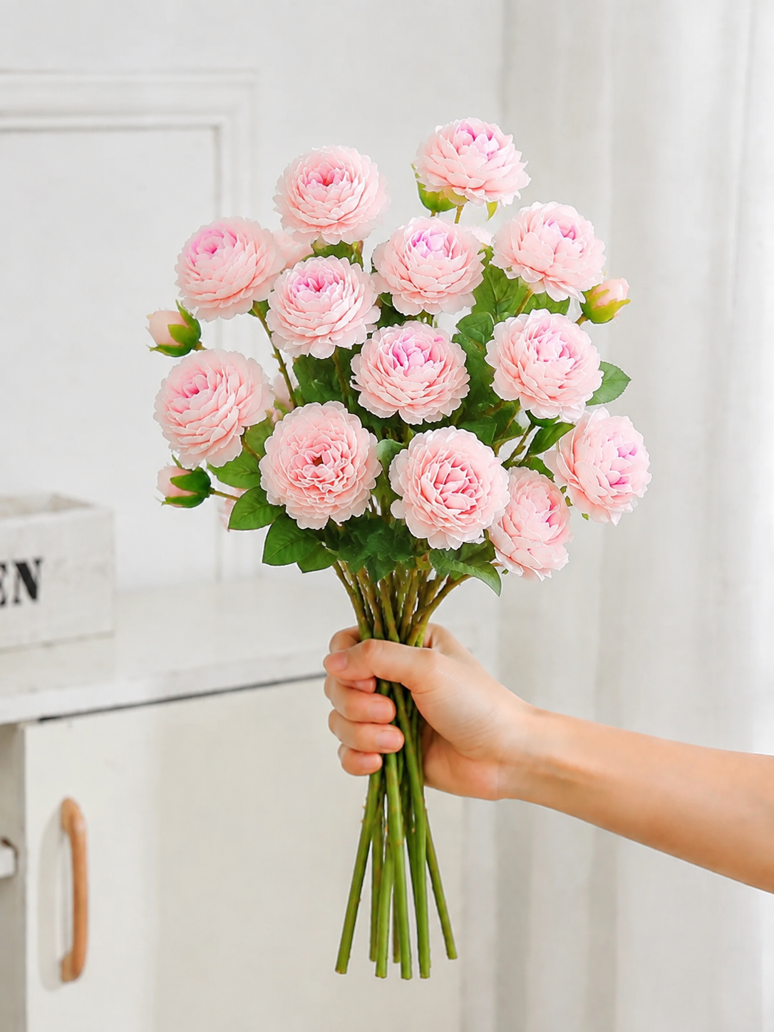 Blush Pink Ranunculus Faux Floral Arrangement