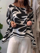 Bold Print Asymmetric Long Sleeve Top
