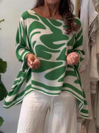 Bold Print Asymmetric Long Sleeve Top