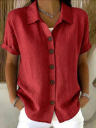 Breathable Short Sleeve Button Blouse