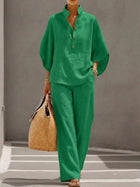 Casual Cotton Linen Set – Women’s Relaxed Two Piece Outfit