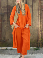 Casual Asymmetric Cotton Linen Two-Piece Set
