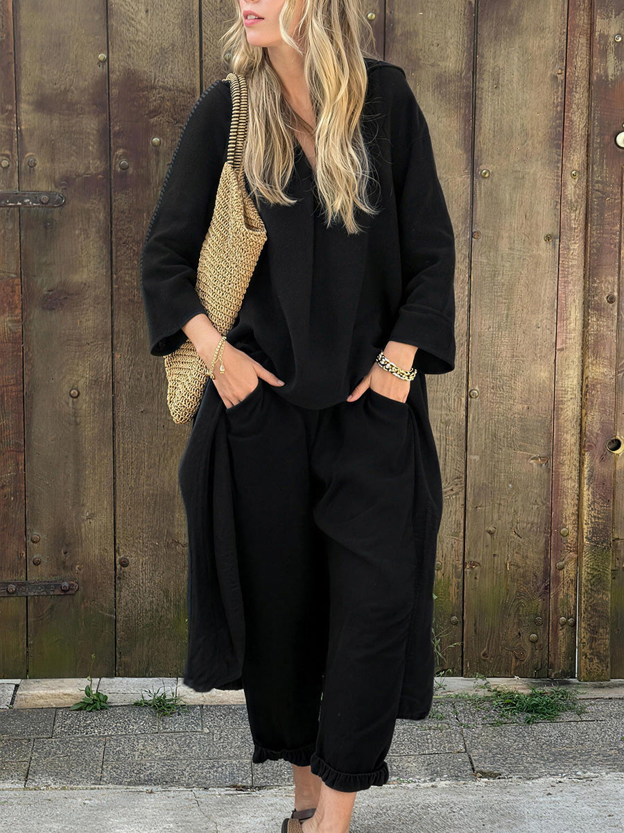 Casual Asymmetric Cotton Linen Two-Piece Set