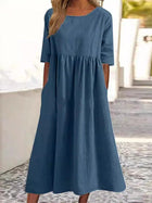 Casual Chic Cotton-Linen Pocket Midi Dress