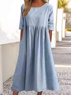 Casual Chic Cotton-Linen Pocket Midi Dress
