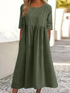 Casual Chic Cotton-Linen Pocket Midi Dress