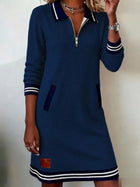 Casual Chic Zip-Front Polo Midi Dress