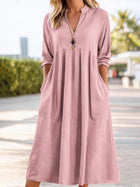 Casual Cotton-Linen Long-Sleeve Maxi Dress
