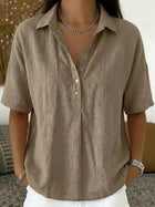 Casual Cotton Linen Short Sleeve Top