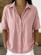 Casual Cotton Linen Short Sleeve Top