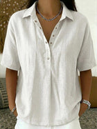 Casual Cotton Linen Short Sleeve Top