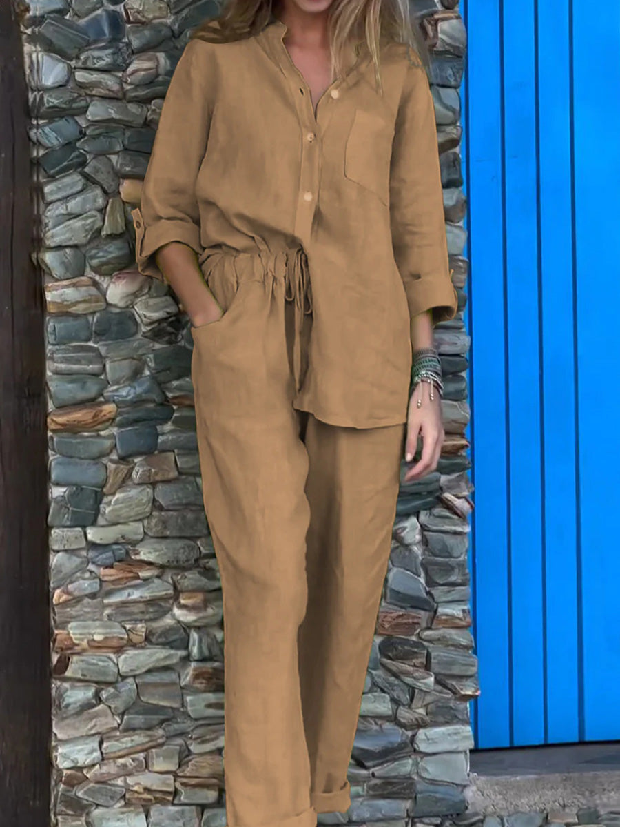 Casual Cotton Linen Two-Piece Set