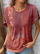 Casual Floral Short Sleeve Top