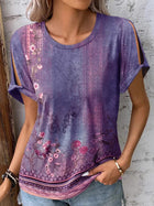 Casual Floral Short Sleeve Top