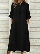 Casual Linen Blend Midi Dress