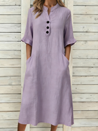 Casual Linen Blend Midi Dress