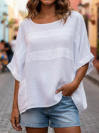 Casual Linen Crew Neck Top